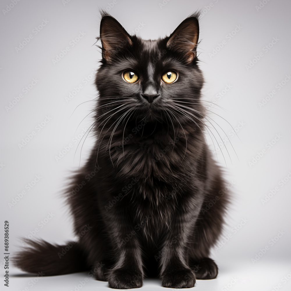 black cat isolated on white