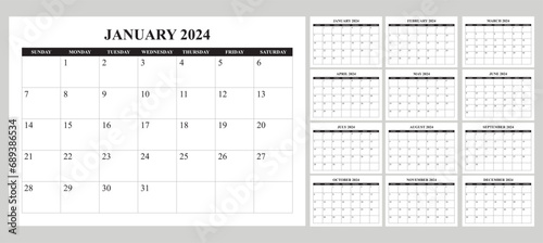 Simple Calendar 2024 sunday start photo
