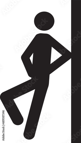 illustration of an icon of a person leaning against a wall, a warning symbol for a person leaning against a wall