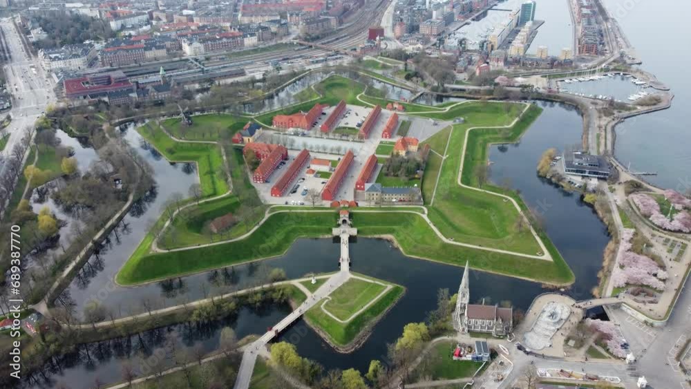 Vue aérienne panoramique de fort de Kastellet dans la ville capitale Copenhague, Danemark, Europe