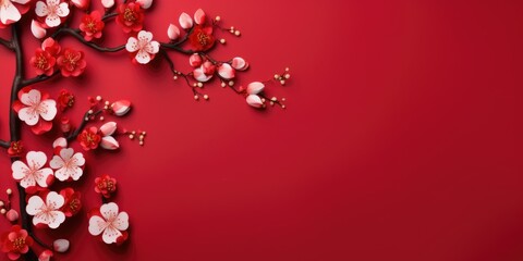 Chinese new year festive background with red decoration