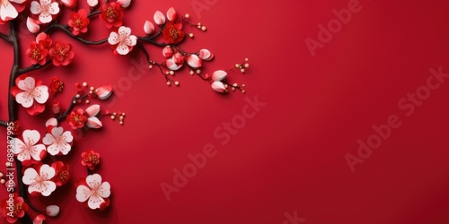 Chinese new year festive background with red decoration