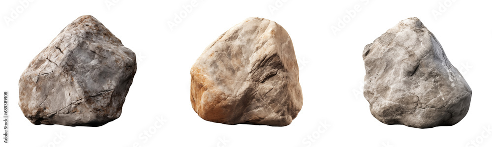 Set of gray stone, cut out - stock png.	