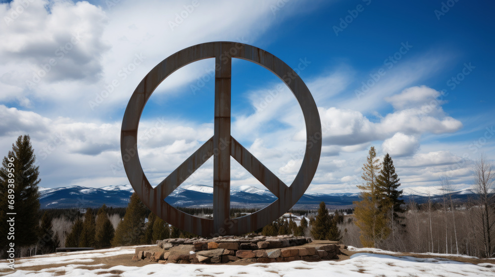 Fototapeta premium Old abandoned monument to peace