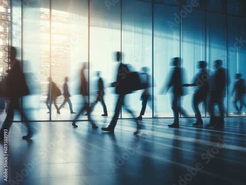 Blurry silhouettes of people in a hurry. Busy lifestyle concept