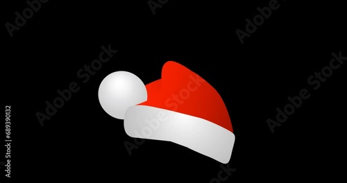 Animation Santa Claus hat. Motion graphics. Merry Christmas. Happy New Year. Motion graphics for Christmas.