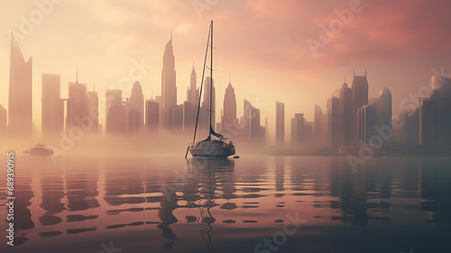 Dubai city skyscrapers, UAE, travel and tourism concept 