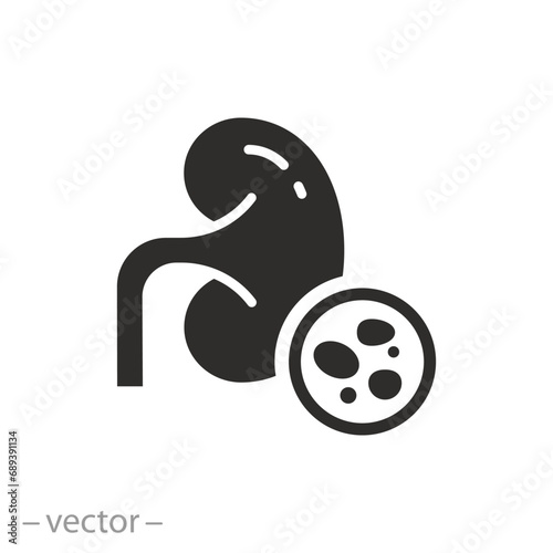 urinary system problem icon, stones in the kidneys, flat symbol - editable stroke vector illustration