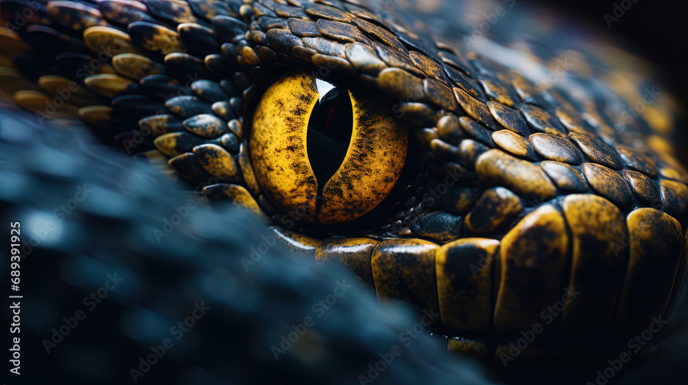 Fototapeta premium The eyes of a poisonous snake focusing on potential prey