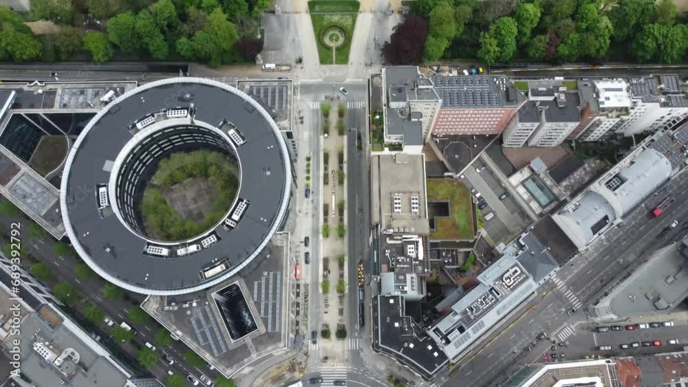 Vue aérienne panoramique de la ville de Bruxelles, Commission Européenne Berlaymont, Parc du Cinquantenaire, capitale, Belgique, Europe