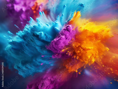 Background of rainbow-colored paint powder splash  color powder explosion