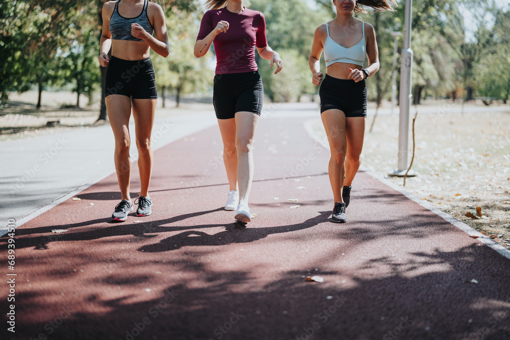 Athletic Women Enjoying Physical Activity in a Sunny City Park. Athletic Women Enjoying Physical Activity in a Sunny City Park.