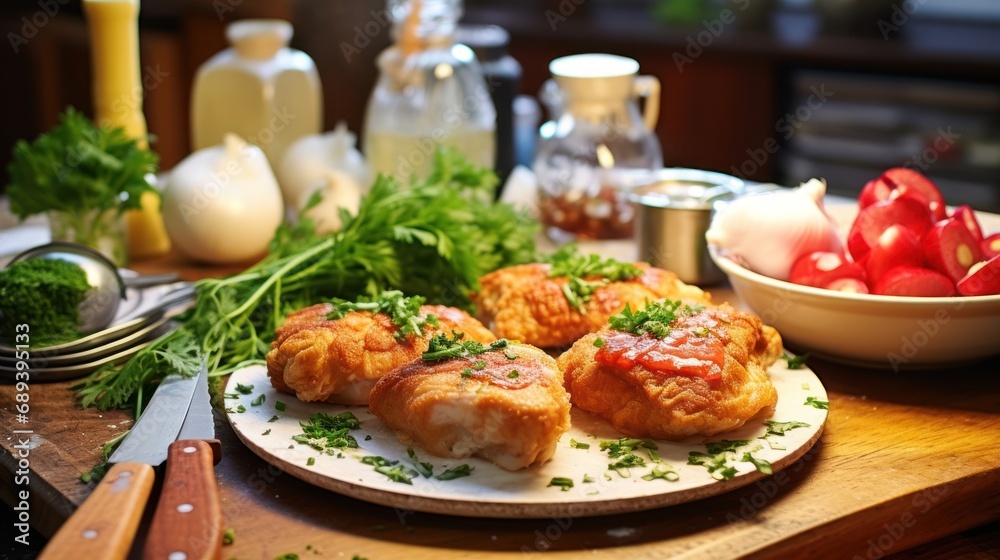 Cutlets with chopped parsely UHD wallpaper Cutlets with chopped parsely UHD wallpaper