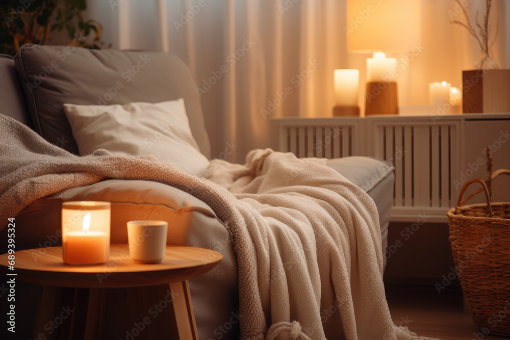 Minimalistic Living Room with Soft Blankets Minimalistic Living Room with Soft Blankets