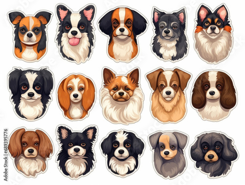 Dog portrait stickers featuring adorable small breeds like Chihuahua and French Bulldog.