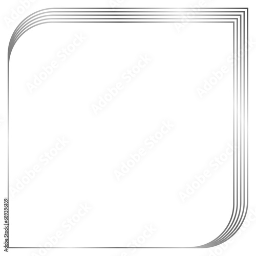 Silver metal frame isolated on white. Vector frame for text, photo, certificate, pictures, diploma, card, invitation. Square luxury frame 