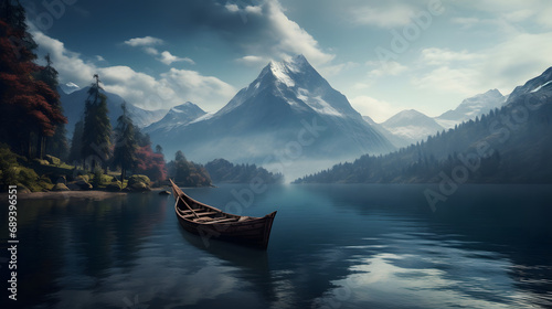 ship on a mountainlake  scenery  nature  mountains  lake