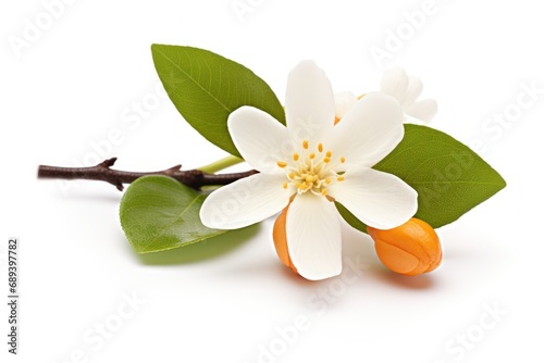 A single orange blossom isolated on white background photo