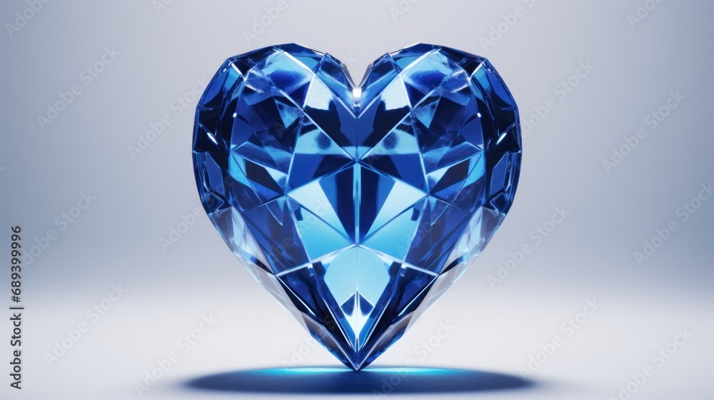 3D metallic blue heart with transparent background image