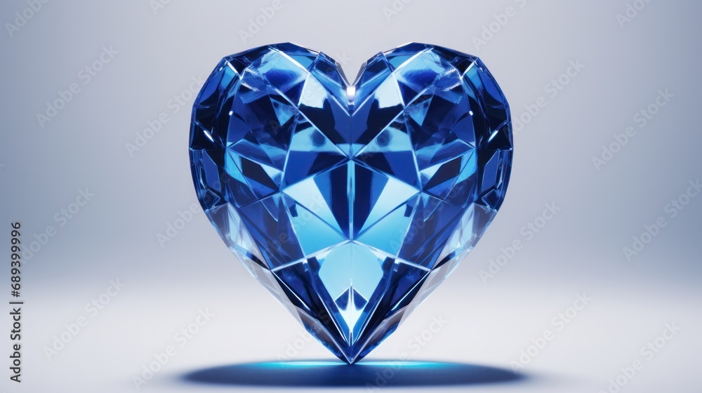 Fototapeta premium 3D metallic blue heart with transparent background image