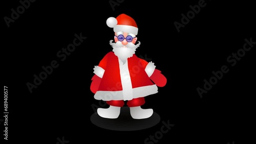 Animated Santa Claus. Santa Claus illustration. Merry Christmas. Happy New Year. Walking Personage. Dancing Santa Claus.