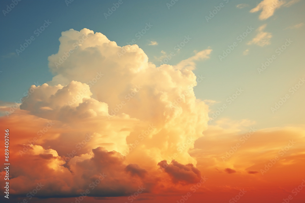 Beautiful photography of clouds in the sky, rich orange colour grade. AI generative