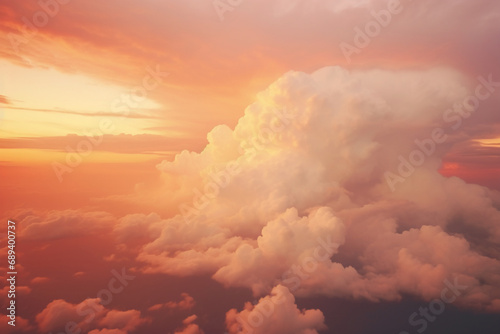 Beautiful photography of clouds in the sky, rich orange colour grade. AI generative © SANGHYUN