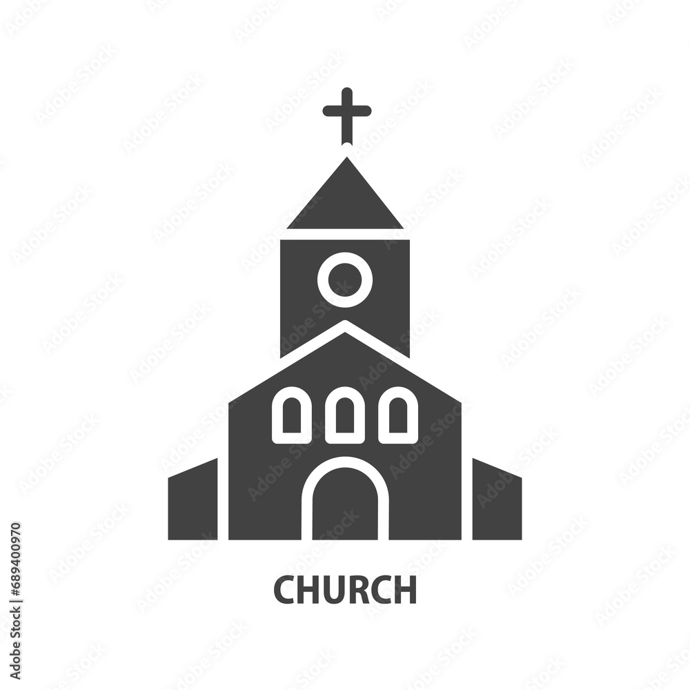 Church flat glyph icon. Simple religion symbol. Vector illustration.