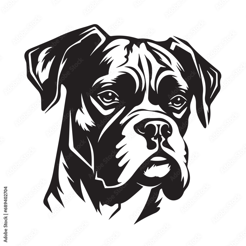 Boxer dog in cartoon, doodle style. Isolated 2d vector illustration in logo, icon, sketch style, Eps 10, black and white. AI Generative