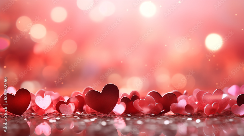 Valentine's day background with red hearts and bokeh Valentine's day background with red hearts and bokeh