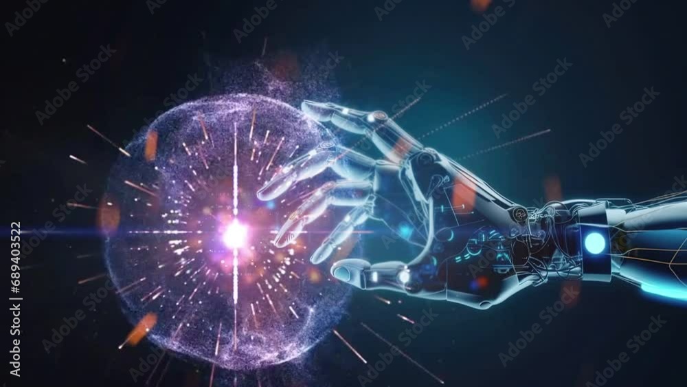 concept of AI helping people, cooperation at work with modern futuristic background