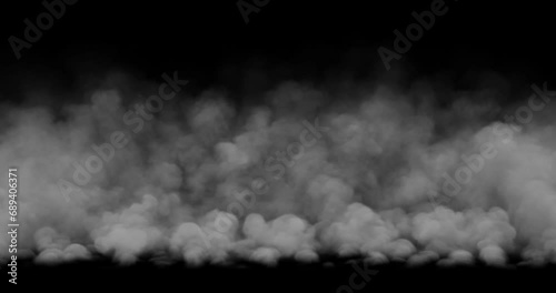 Smoke rises, perfect for dramatic VFX or mood setting in scenes. Seamless loop, includes alpha channel.