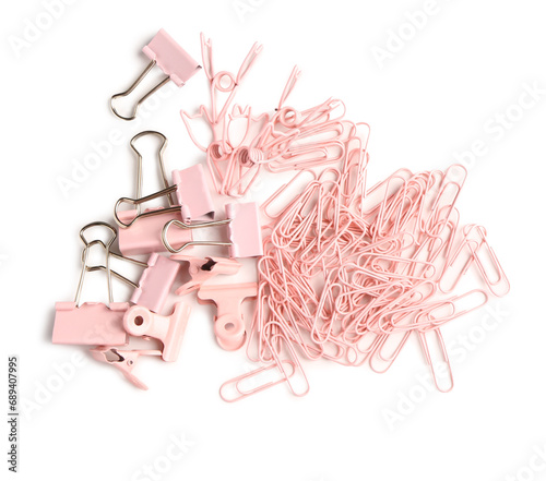 Set of pink paper clips, bi...