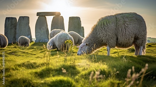 English sheep grazing in a meadow