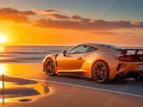 Sport car on the beach at sunset © syam