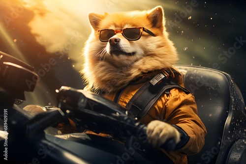 Doge Coin Thrills: Digital Currency Doge Riding a Jetski to the Sun