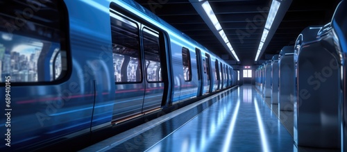 door station rail, blue light photo