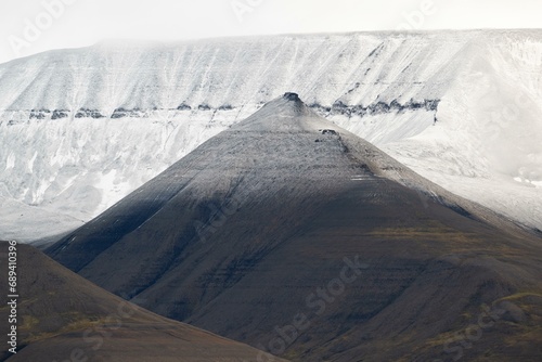 Mountains with fresh snow, Isfjord, Spitsbergen Island, Spitsbergen archipelago, Svalbard, Norway, Europe photo