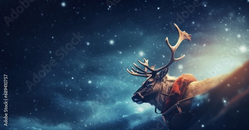 Santa Claus guiding his sleigh through the night sky © Stock Pix