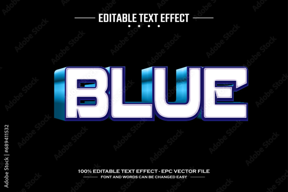 Blue 3D editable text effect template