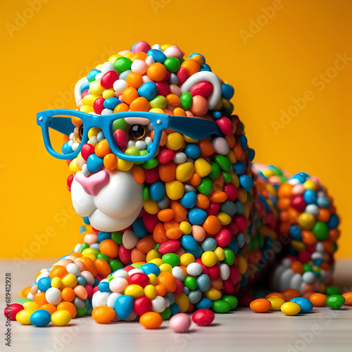 candy lion wearing glasses