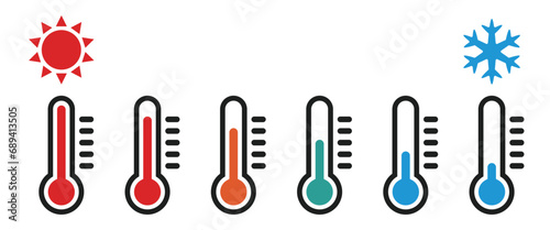 Simple icons representing thermometers and temperature