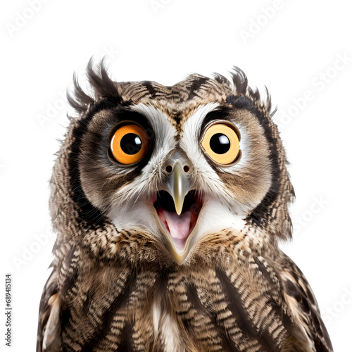 great grey owl isolated on transparent background Generative AI
