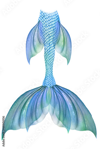 Mermaid Tail With Transparent Colourful Fins photo