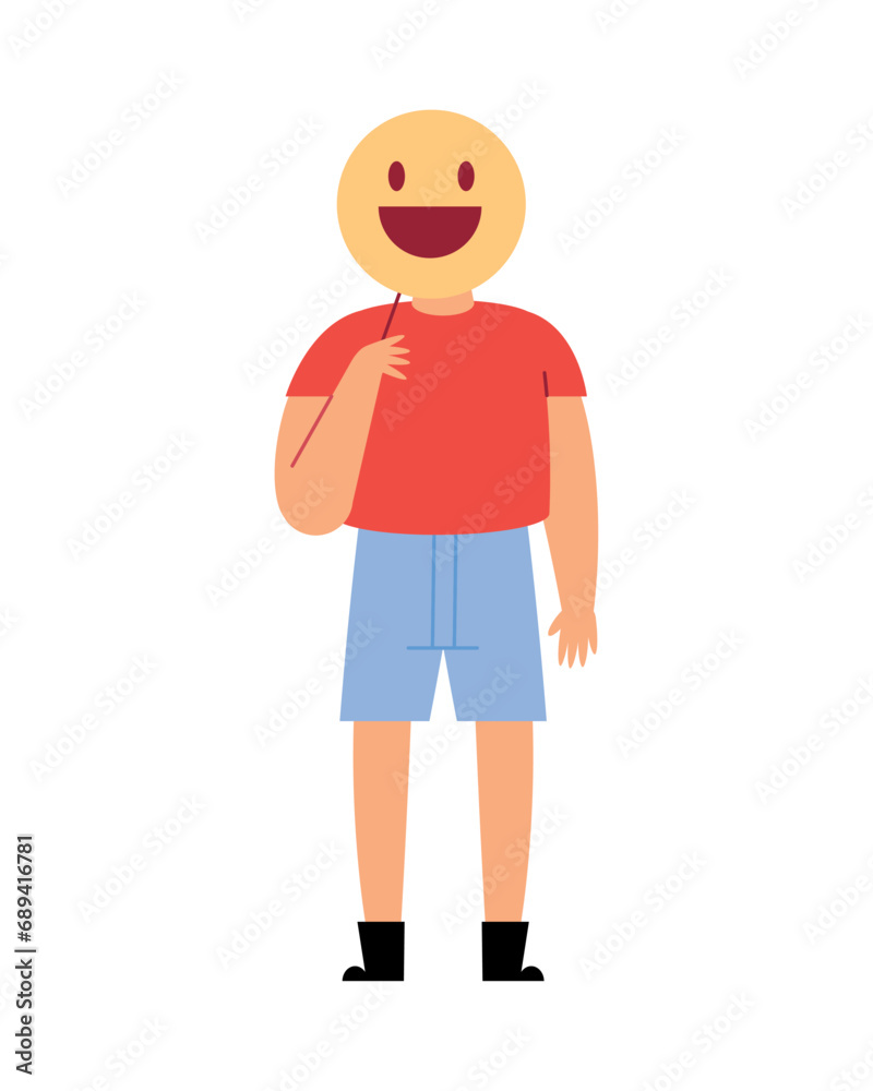 drepression illustration of man with happy mask