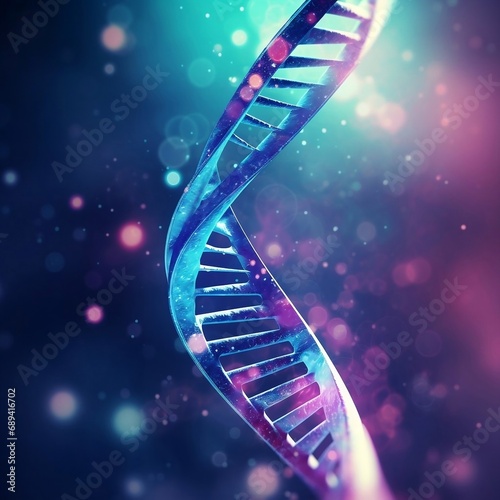 dna helix on blue background, Generative AI