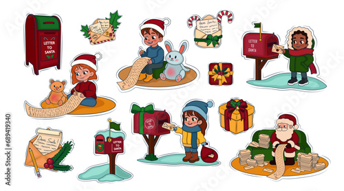 Set of stickers with little...