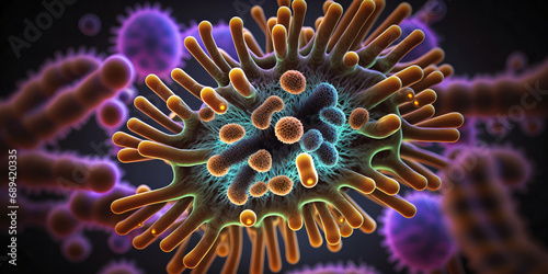 Baccili bacteria, super detailed biological concept art, hyper-realistic illustration. High quality illustration
