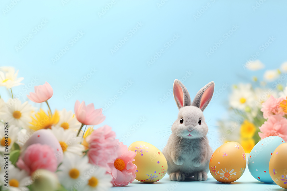 Obraz premium easter bunny and easter eggs
