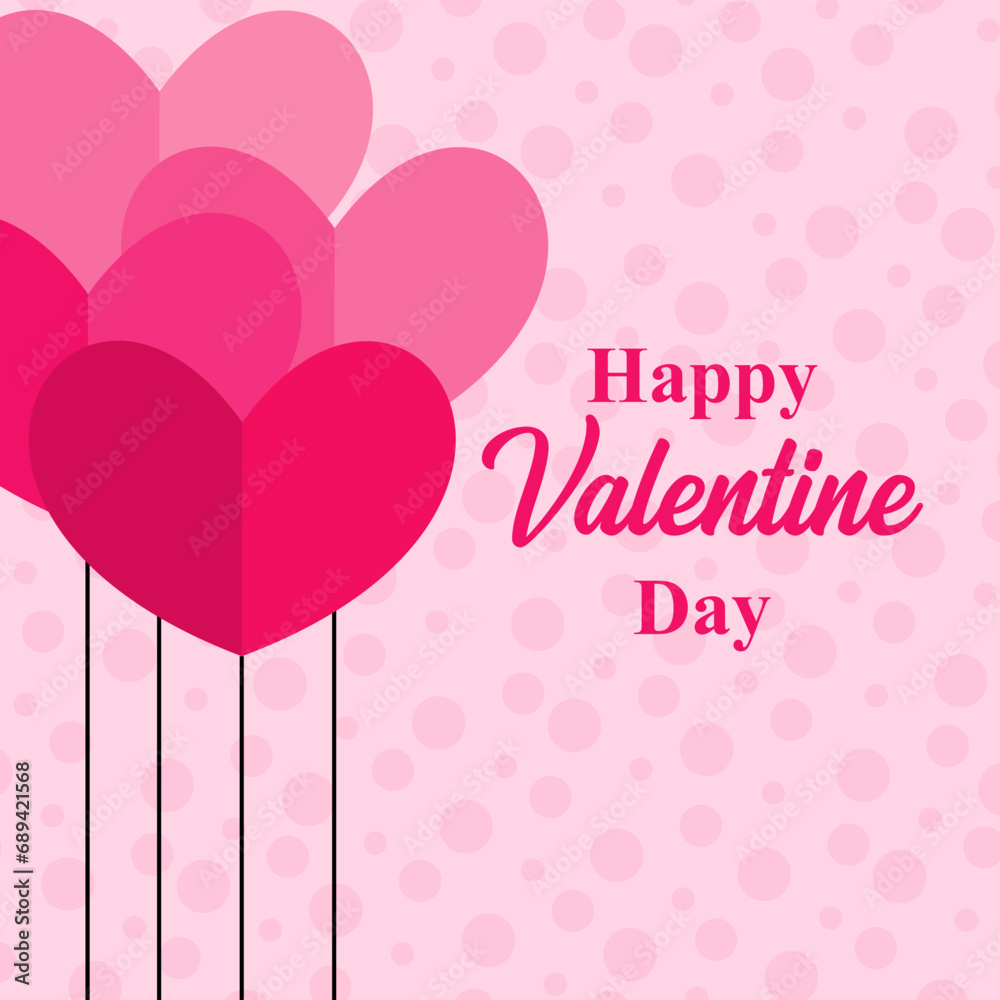 happy valentine's day social media post design with vector heart balloons